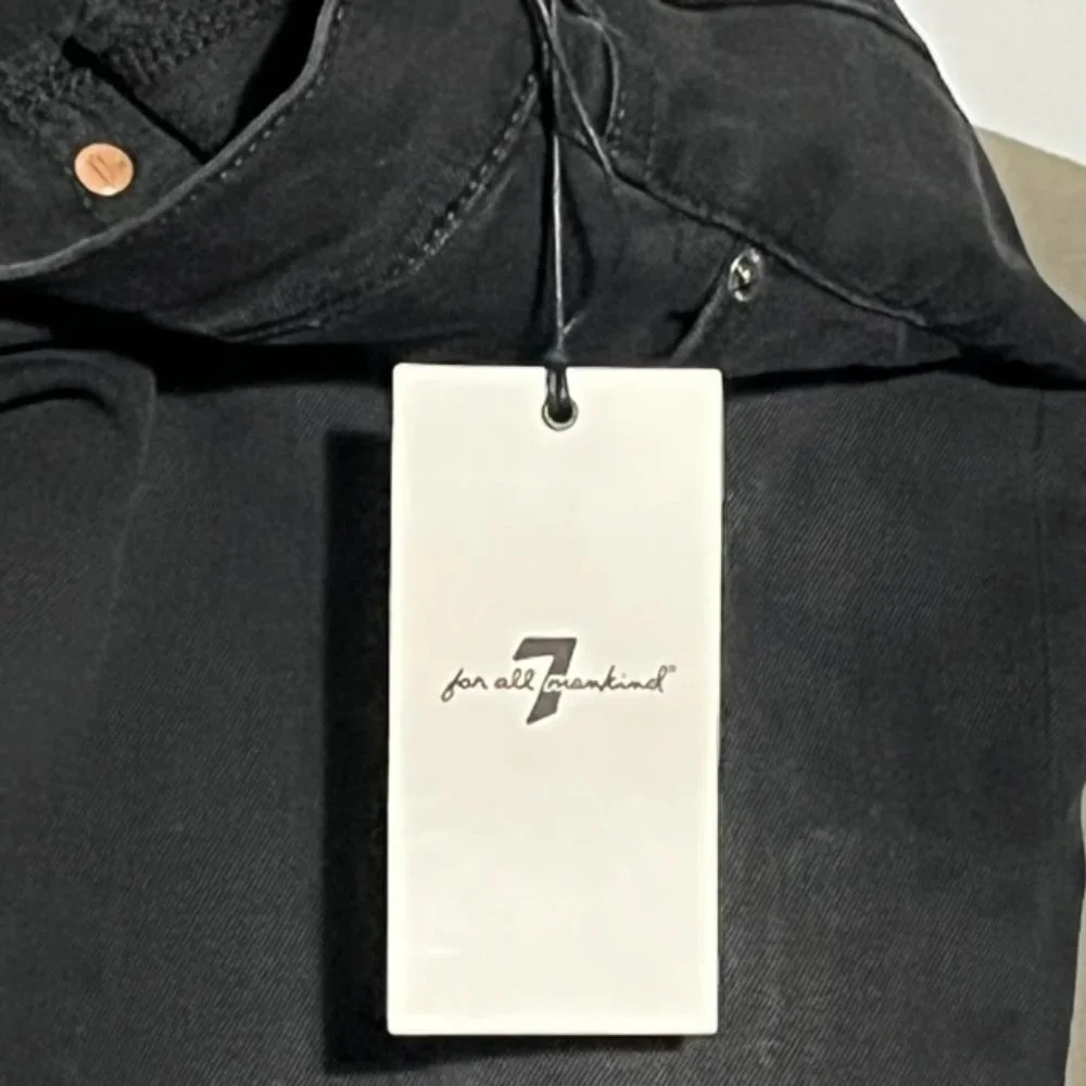 7 FOR ALL MANKIND Black Distressed Ankle Skinny Jeans Size 31 NWT - Picture 10 of 15